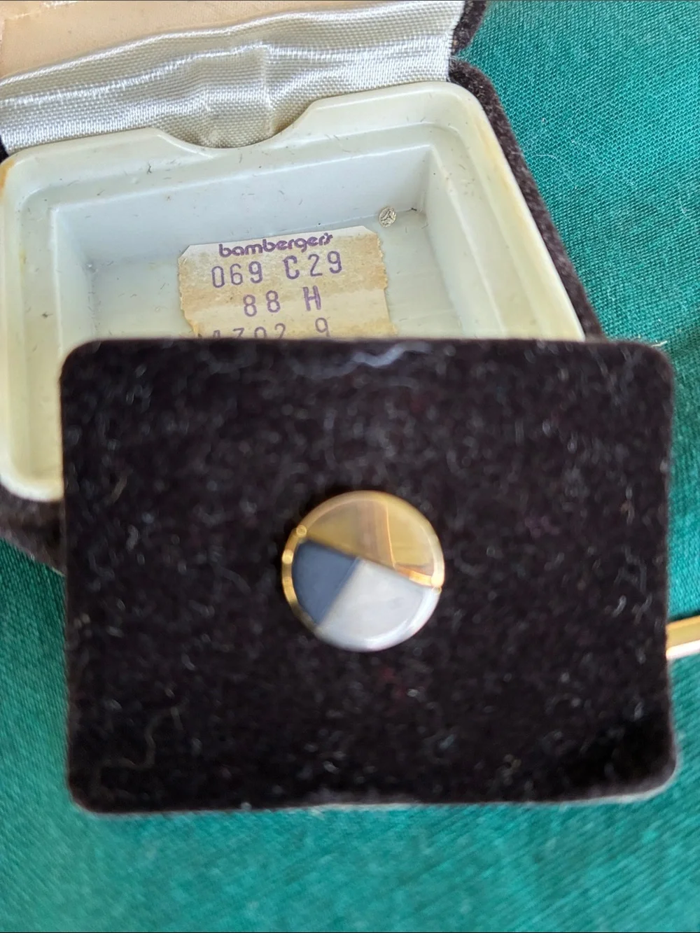 Pierre Cardin Black and Cream Tie Tac in Original Small Jewelry Case
